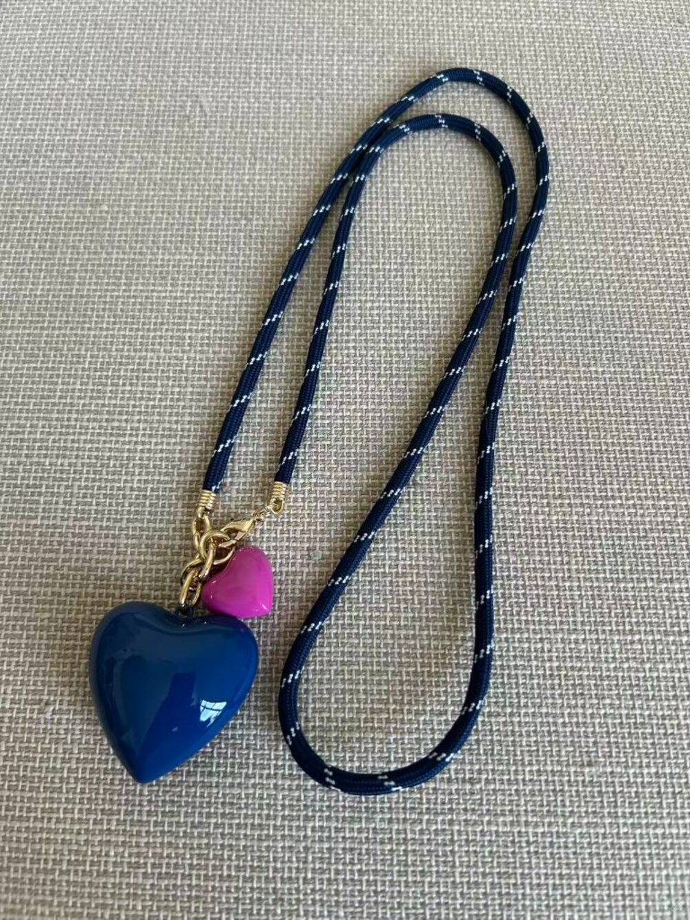Roxanne Assoulin The Long Happy Cord Charm Necklace Navy/Navy/Magenta - Picture 3 of 3